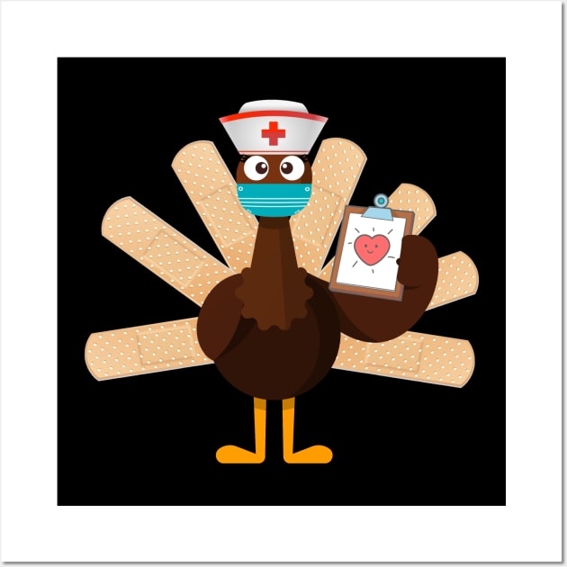 thanksgiving nurse turkey Wall Art by Flipodesigner